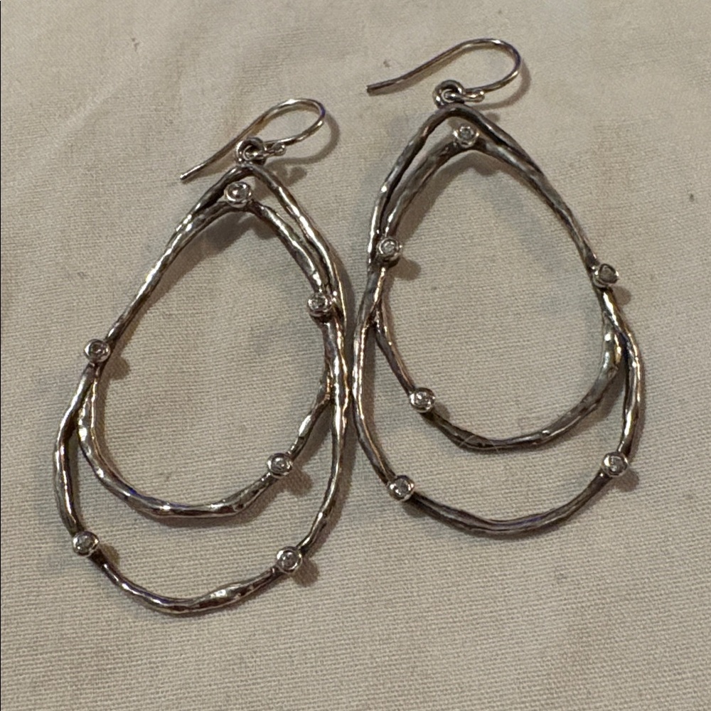 Silpada Silver Hoop Earrings with rhinestones